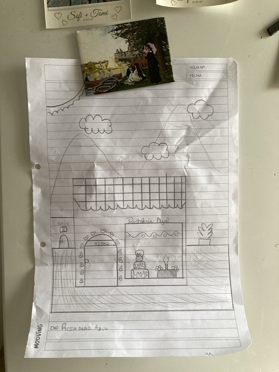 Azupuma's tweet image. Ayer fui a lo de mi prima y volví con los planos para la pastelería, me voy a tener que mudar al sur para hacerlos realidad