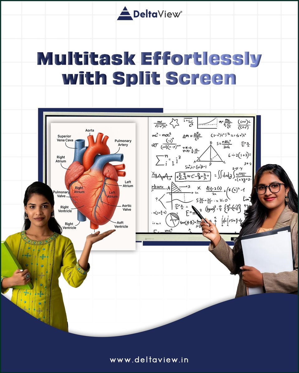 DeltaViewTech's tweet photo. Why choose one when you can do both? Study smarter with DeltaView’s seamless split-screen feature. Experience effortless multitasking with DeltaView Spark.

𝐑𝐞𝐚𝐝 𝐦𝐨𝐫𝐞: https://t.co/wMTWgVGVEF
𝐓𝐨𝐥𝐥 𝐟𝐫𝐞𝐞: 1800-571-7167

#DeltaView #EdTech #SmartClassroom https://t.co/CpWZGiqKnx