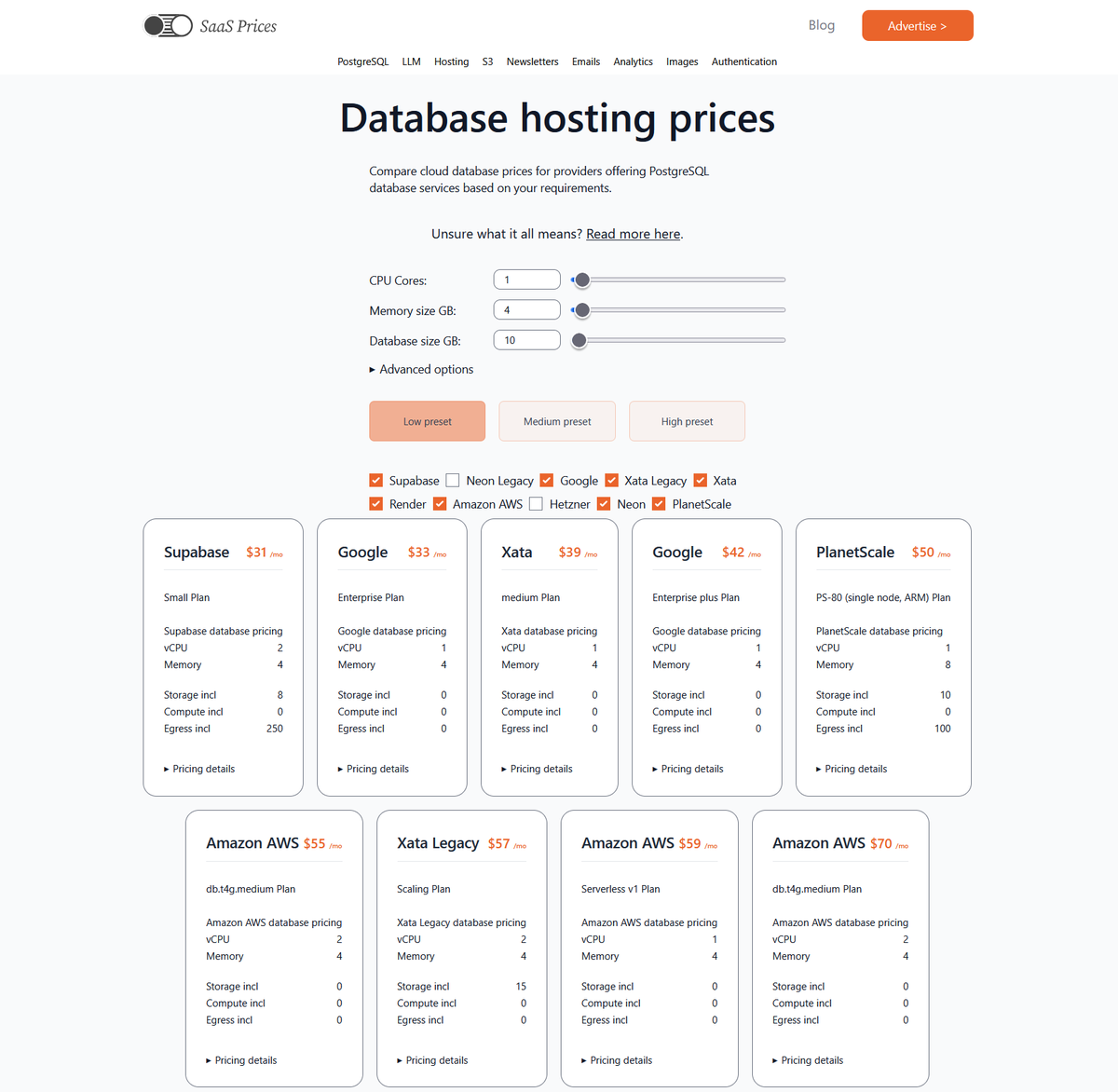 TheBuildLog's tweet photo. @xata database is removing their free tier Xata Lite 😢
But they are updating their prices, their paid plans are actually cheaper than before and they are more competitive now.

Check the calculator at SaaSPrices
@supabase still offer the cheapest option in this configuration https://t.co/ZeAdxx0kuv