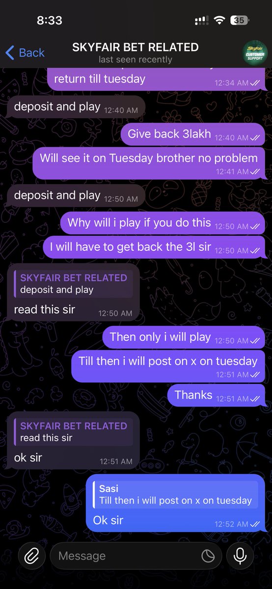 sasisd0229's tweet photo. Fraud Alert 🚨  SKYFAIR exchange.

I have been playing on skyfair since last two years and it has always been a smooth journey. Recently i won some good money and then when i asked for withdrawal. They have voided all my bets stating that vpn is used and multiple logins. https://t.co/FPfQRCo8Tz
