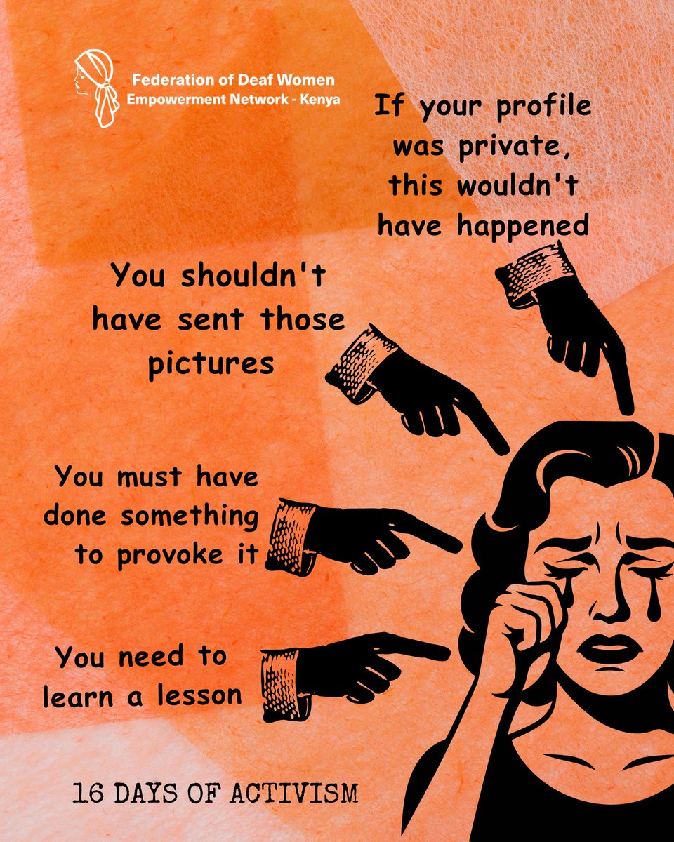 FedwenKenya's tweet photo. Victim blaming shifts focus from the person responsible for the harm, to the person who experienced it.
Abuse is never the victims fault!
Let's end the toxic cycle of Victim blaming. 
#Accountability #StopBlamingVictims #EndGBV https://t.co/NiriZlCnRH