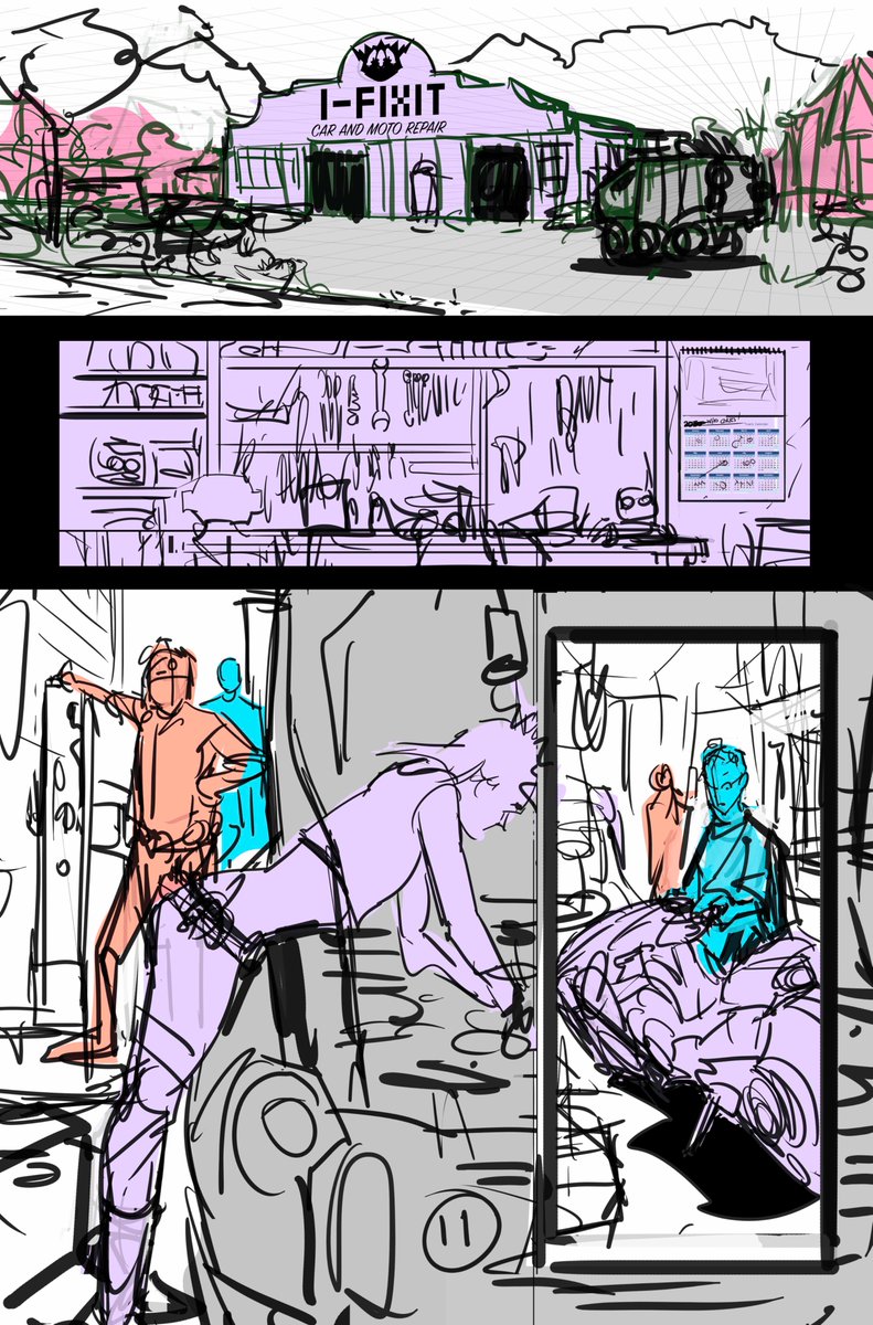 InakiMiranda's tweet image. ARCADIA #1 by @RoyleFlaco and myself, from @ignitionpress is now in stores. Don't miss this new journey from the Miranda Brothers! Here's a process of a page- Halu meets Fix. Colors by Eva de laCruz.