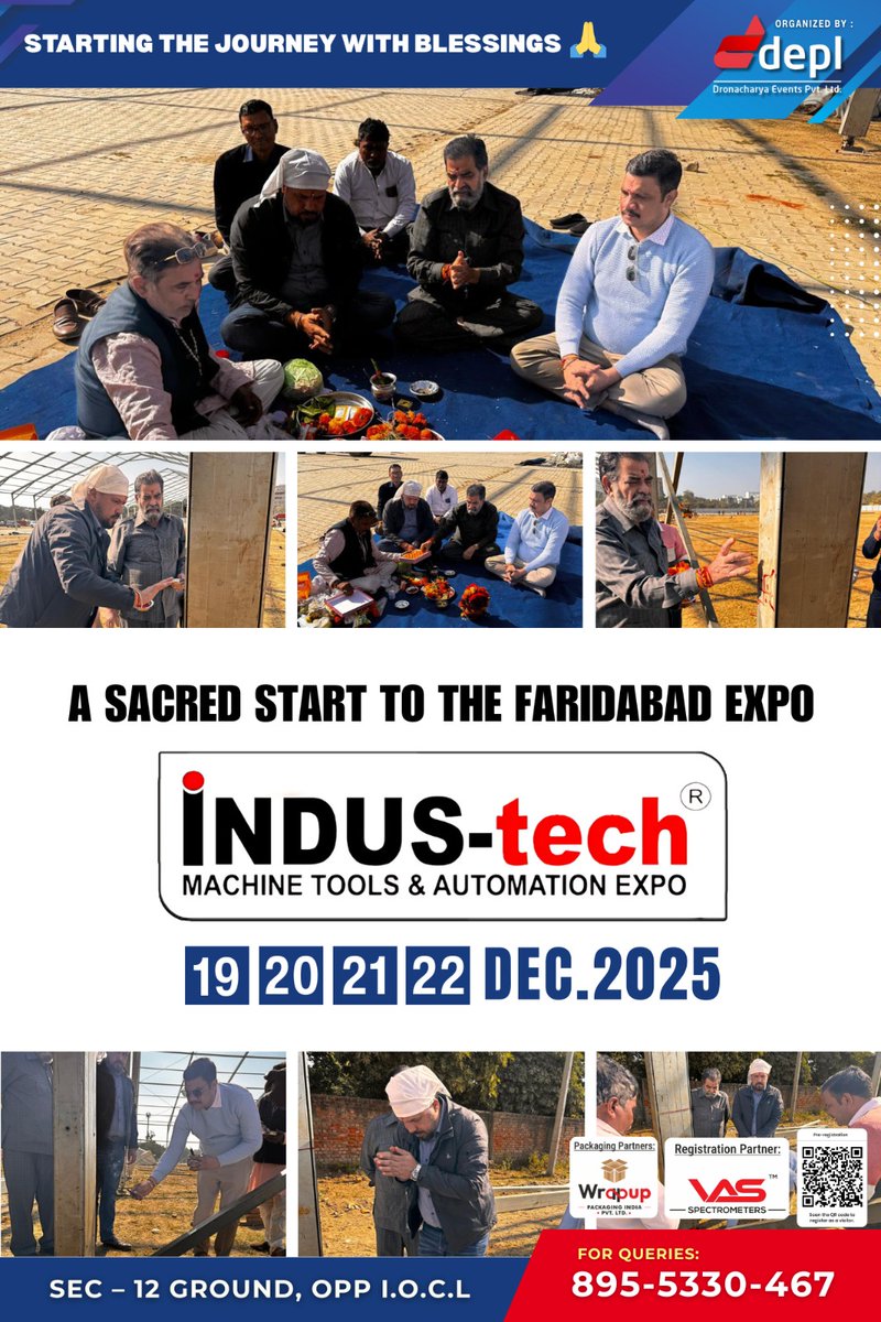IndustechExpo's tweet image. A blessed start to INDUS-tech Expo 2025! 🙏
Bhoomi Poojan completed — gearing up for North India’s biggest industrial expo.
📅 19–22 Dec 2025
📍 Sec-12 Ground, Faridabad
Visitor Registration: exporegistration.in/industechexpo-…

#Industech #FaridabadExpo #IndustrialExhibition
