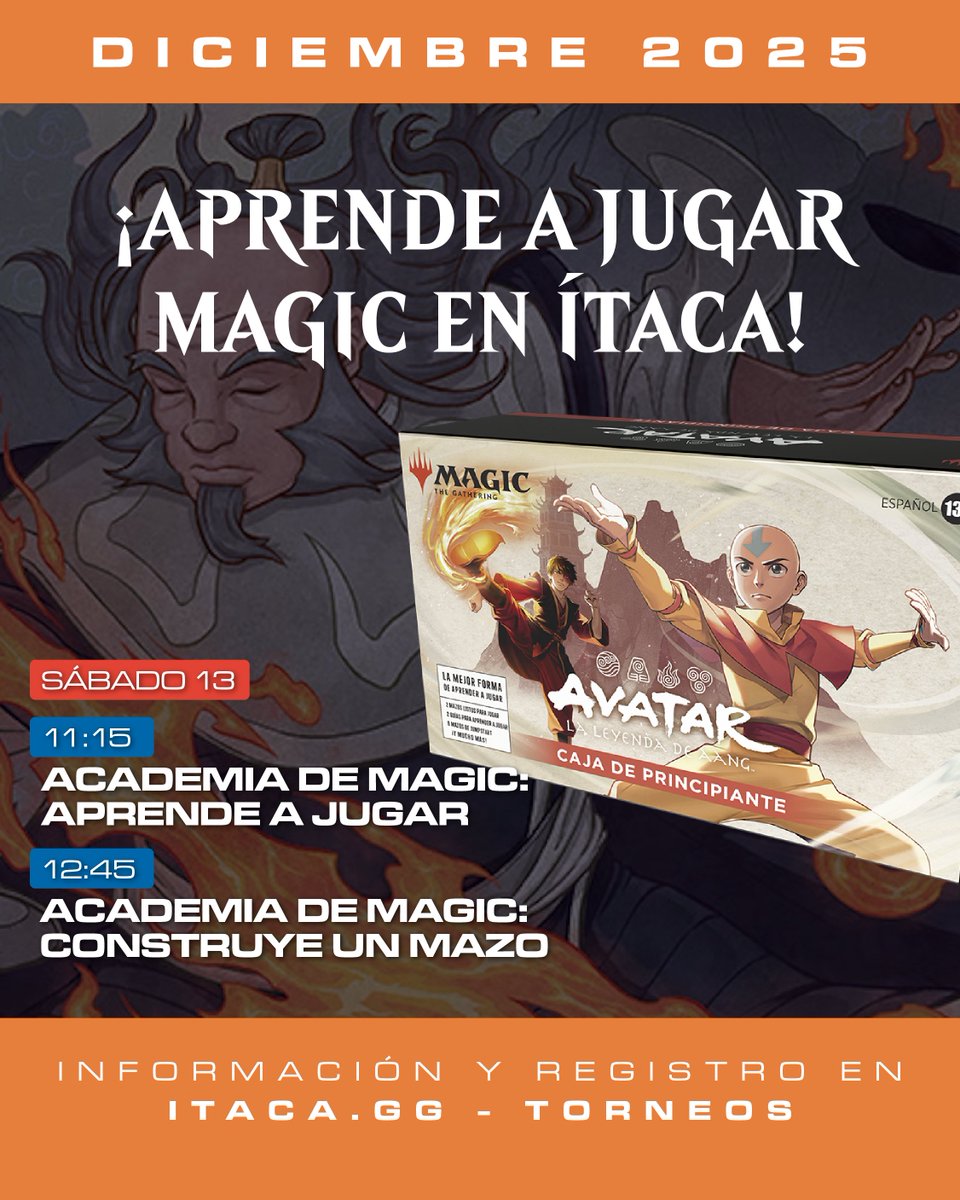 ¡Este sábado tenemos nuestra cita mensual de ACADEMIA DE MAGIC! 🧑‍🎓

✅ 11:15 Aprende a jugar 🃏

✅ 12:45 Construye un mazo 🧱

⬇️⬇️⬇️
 itaca.gg/tournament/det… 🎟️

¡Os esperamos! 😍