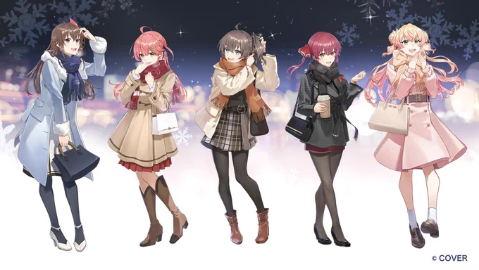 【お知らせ】 hololive Seasonal Days 『ウィンターランデブー』にて、 ときのそらさん、さくらみこさん、夏色まつりさん、宝鐘マリンさん、桃鈴ねねさんのビジュアルを担当させていただきました どうぞよろしくお願いいたします! #ホロライブ