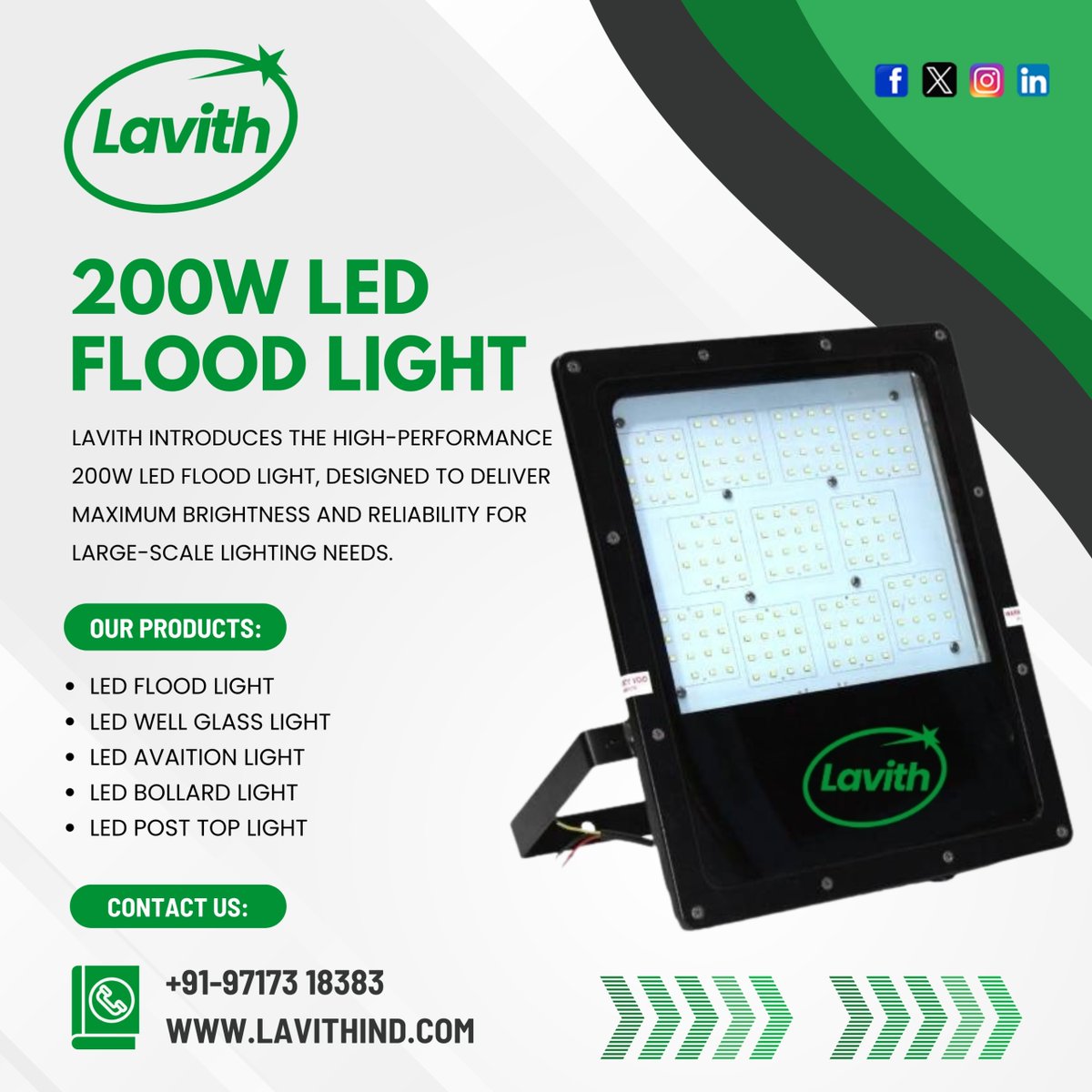 LavithLimi22825's tweet image. 📷 Light Up Large Spaces with Power &amp;amp; Precision! 📷

📷 Contact Us: +91-97173 18383
📷 lavithind.com

#Lavith #LEDFloodLight #200WLED #OutdoorLighting #IndustrialLighting #HighPerformanceLED #BrightLighting #CommercialLighting #StadiumLights #WarehouseLighting
