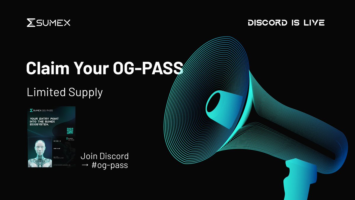 🟦 SUMEX DISCORD IS OPEN!

JUMP IN: discord.gg/sumexlabs

...ohhh, and the first ones can get an OG PASS.

- This role will be strictly limited.

- We’ll reveal the exact supply a bit later…

If you want to lock your spot before launch:

• Join the Discord
• Follow the