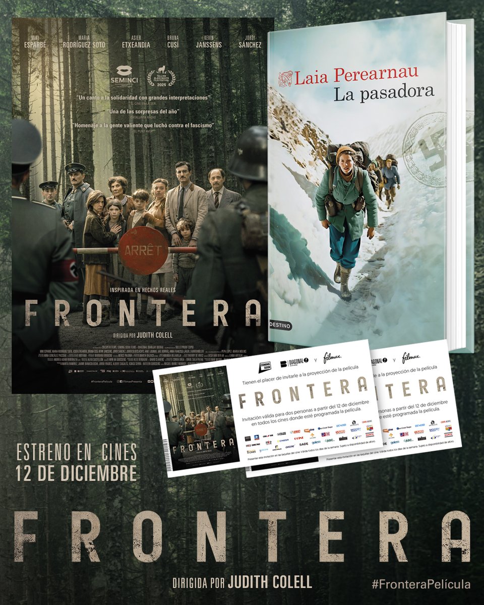 CINEMANIA_ES's tweet photo. 👉 Sorteamos 3 packs formados por 1 novela “LA PASADORA” (cortesía de @EdDestino) + 1 entrada doble para ver Frontera:

Consigue 1:
1.Sigue a @CINEMANIA_ES y a @filmax 
2. Da a ❤ y retuitea
3.  Etiqueta a tu acompañante y pon #FronteraPelícula https://t.co/cLW8XxMEya