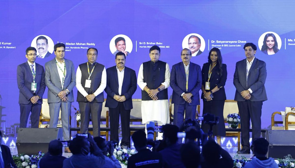 GranulesIndia's tweet photo. The Telangana Rising Summit 2025 brought together industry experts for an inspiring session on “The Genome Valley & Beyond: Accelerating Innovation in Life Sciences.” 

Our Executive Director, Priyanka Chigurupati, joined the distinguished panel moderated by Dr. Srinivas Oruganti, DRILS, and chaired by Sri Sridhar Babu Duddilla. Hon’ble Minister for Information Technology, Electronics, Communications, Industries & Legislative Affairs, Government of Telangana. 

The conversation explored how Telangana’s innovation ecosystem and collaborative industry efforts are shaping the future of global pharma. It also highlighted how integrated pharma companies like Granules India can contribute to the state’s long-term scientific and economic progress. 

#TelanganaRisingSummit #TelanganaRising #PharmaceuticalsManufacturing #Innovation #Hyderabad #GranulesIndia #Leadership #BharatFutureCity