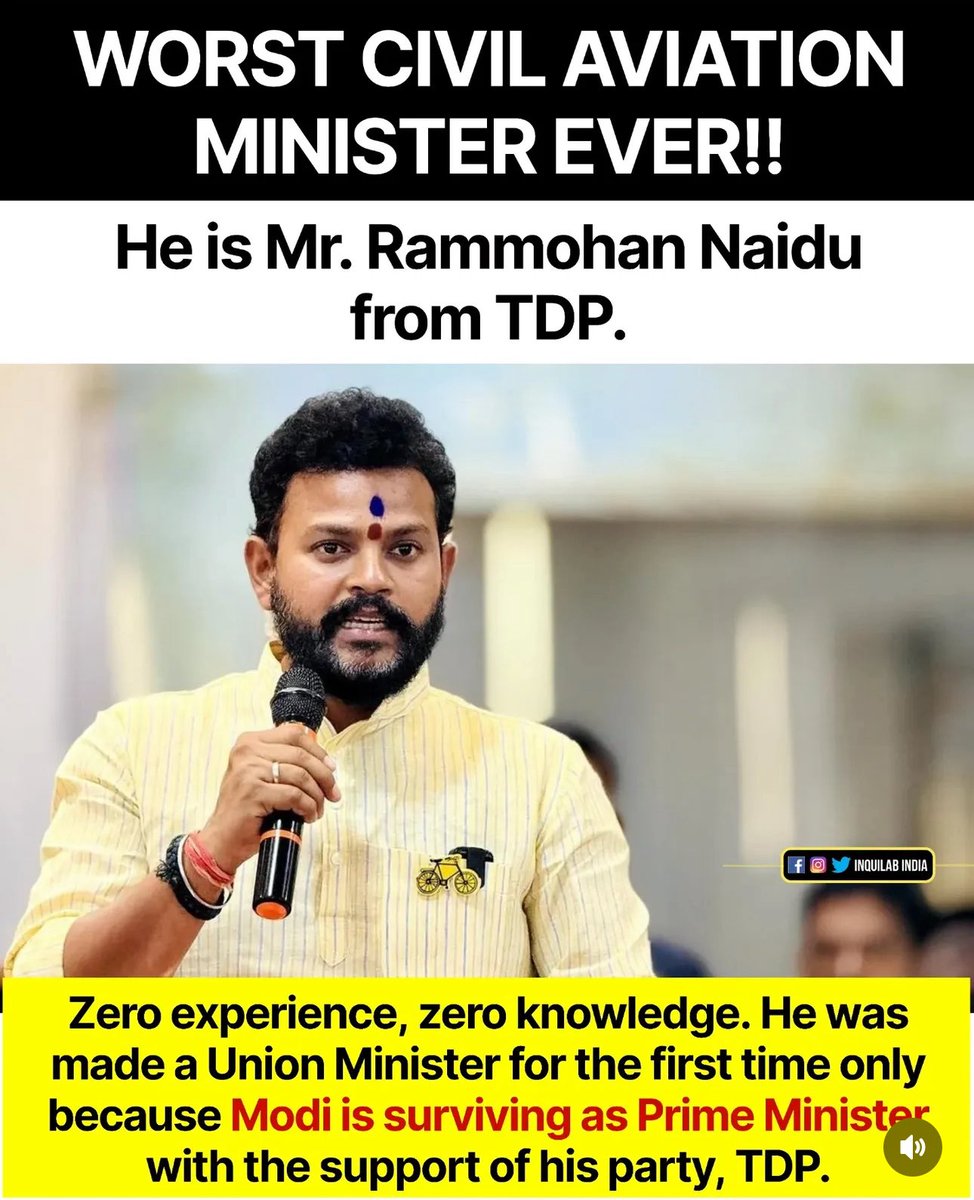 ChalapathiYsj's tweet photo. WORST CIVIL AVIATION MINISTER EVER‼️ https://t.co/qxZPazM7Po