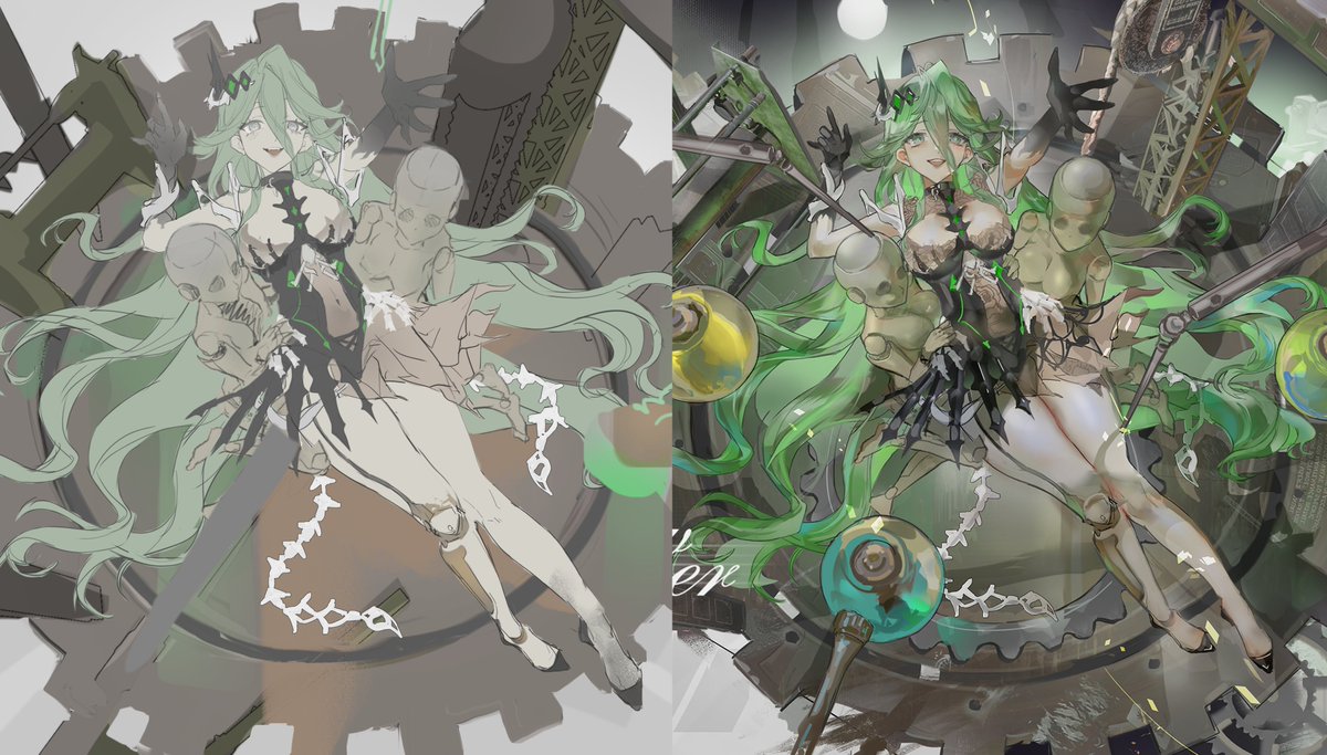 •⬅️Sketch   Final➡️• 
 【Shadow weaver】