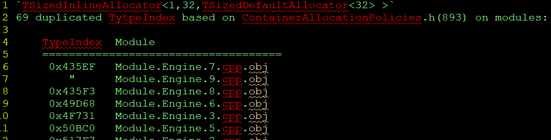 galtza's tweet photo. PDB files are a crime scene, and I’m the CSI guy.

Today’s subject: 
TSizedInlineAllocator<1,32,TSizedDefaultAllocator<32>>

This UE5 type is duplicated… 69 times. 
All from the same source file + line.

Why? mini🧵