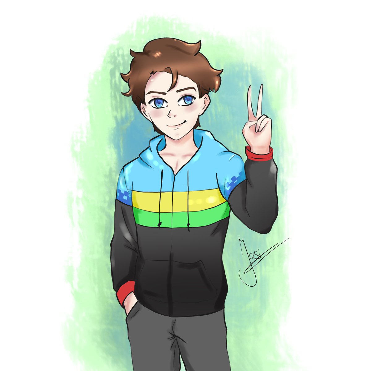 I did a Redrawing of my Iconic GommeHD Fanart Von 2018 <a href="/GommeHD/">GommeHD</a> paar Jahre dazwischen