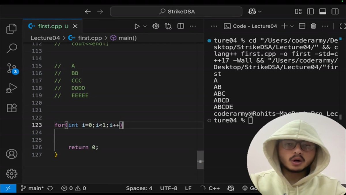 nitin_thakur7's tweet image. Day 6 of STRIKE DSA

Worked on advanced pattern problems today:
• Binary Triangle
• Prime number pattern
• Factorial pattern
• Other logic-heavy variations

Great practice for nested loops + math logic.

Instructor - @rohit_negi9

#DSA #CPP #CodingJourney #100DaysOfCode #Tech