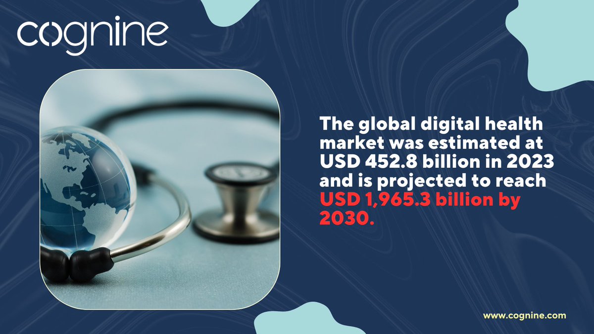CognineTech's tweet photo. Digital health is scaling fast, from $452.8B in 2023 to $1.9T by 2030. The future of healthcare is digital.

#DigitalHealth #HealthTech #Innovation https://t.co/Yn0M7D5OnS
