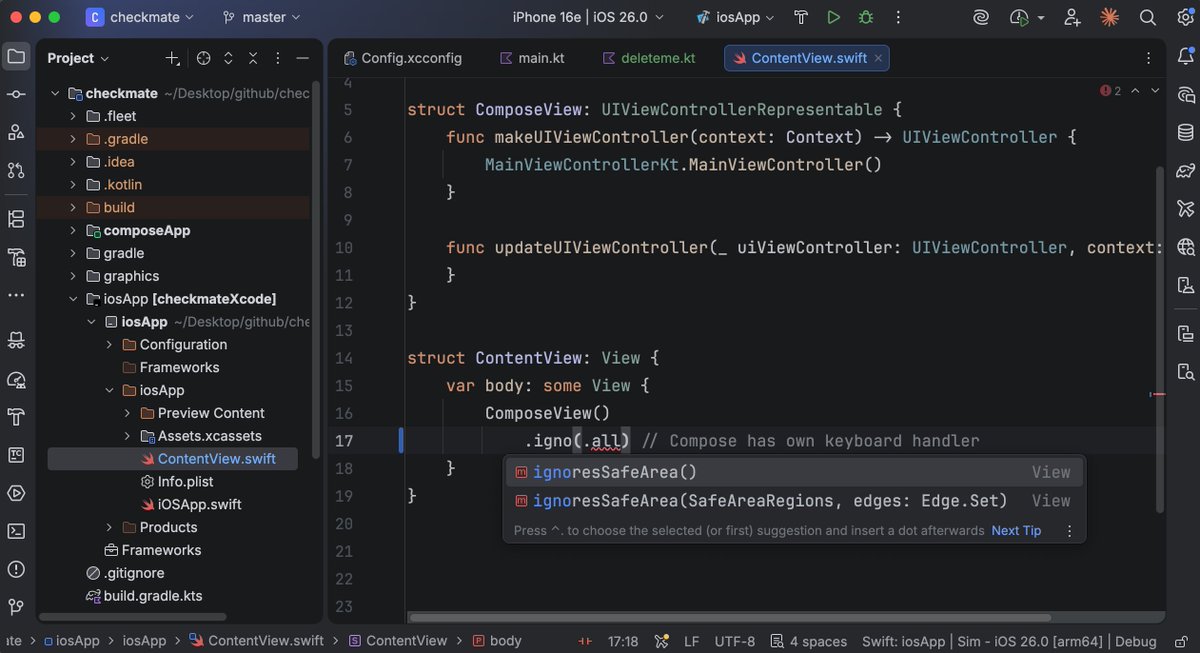 sebi_io's tweet image. The Kotlin Multiplatform plugin brings support for common code as well as iOS-specific code into your IDE, so you can write Swift code in IntelliJ IDEA and Android Studio! plugins.jetbrains.com/plugin/14936-k…