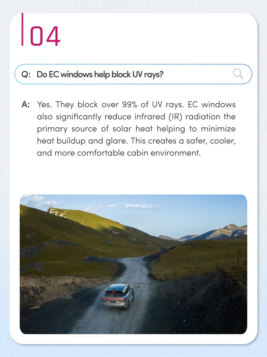 Ambilight_Inc's tweet image. 2/2
Privacy on demand.
The NIO ES8 features Ambilight smart dimming windows.
Tap to see the most asked Q&amp;amp;As.
#NIOES8 #SmartWindows #CarTech #Innovation