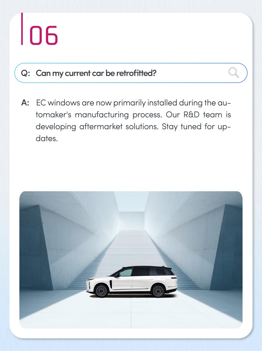 Ambilight_Inc's tweet image. 2/2
Privacy on demand.
The NIO ES8 features Ambilight smart dimming windows.
Tap to see the most asked Q&amp;amp;As.
#NIOES8 #SmartWindows #CarTech #Innovation