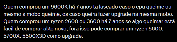 Mentokz_'s tweet photo. @PCFactsbr @pcbuildwizard @llmc71 Acredito que o ponto do amigo é considerar longevidade com suporte e disponibilidade, como mencionado abaixo. Caso haja algum imprevisto, seja queimando, ou up de m.2, você consegue encontrar peças "novas" a preço razoável, do que peças antigas a preço exorbitante fim de estoque. https://t.co/Ta7EaR1TEw