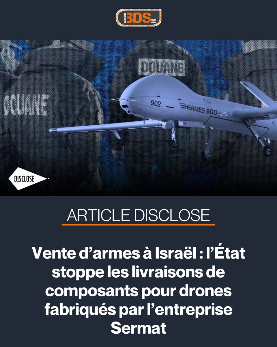 Après la mise en lumière par <a href="/Disclose_ngo/">Disclose</a> de la complicité de la PME française Sermat avec l’entreprise d’armement israélienne Elbit Systems, le gouvernement français a enfin réagi : les exportations doivent cesser.

➡️ disclose.ngo/fr/article/ven…