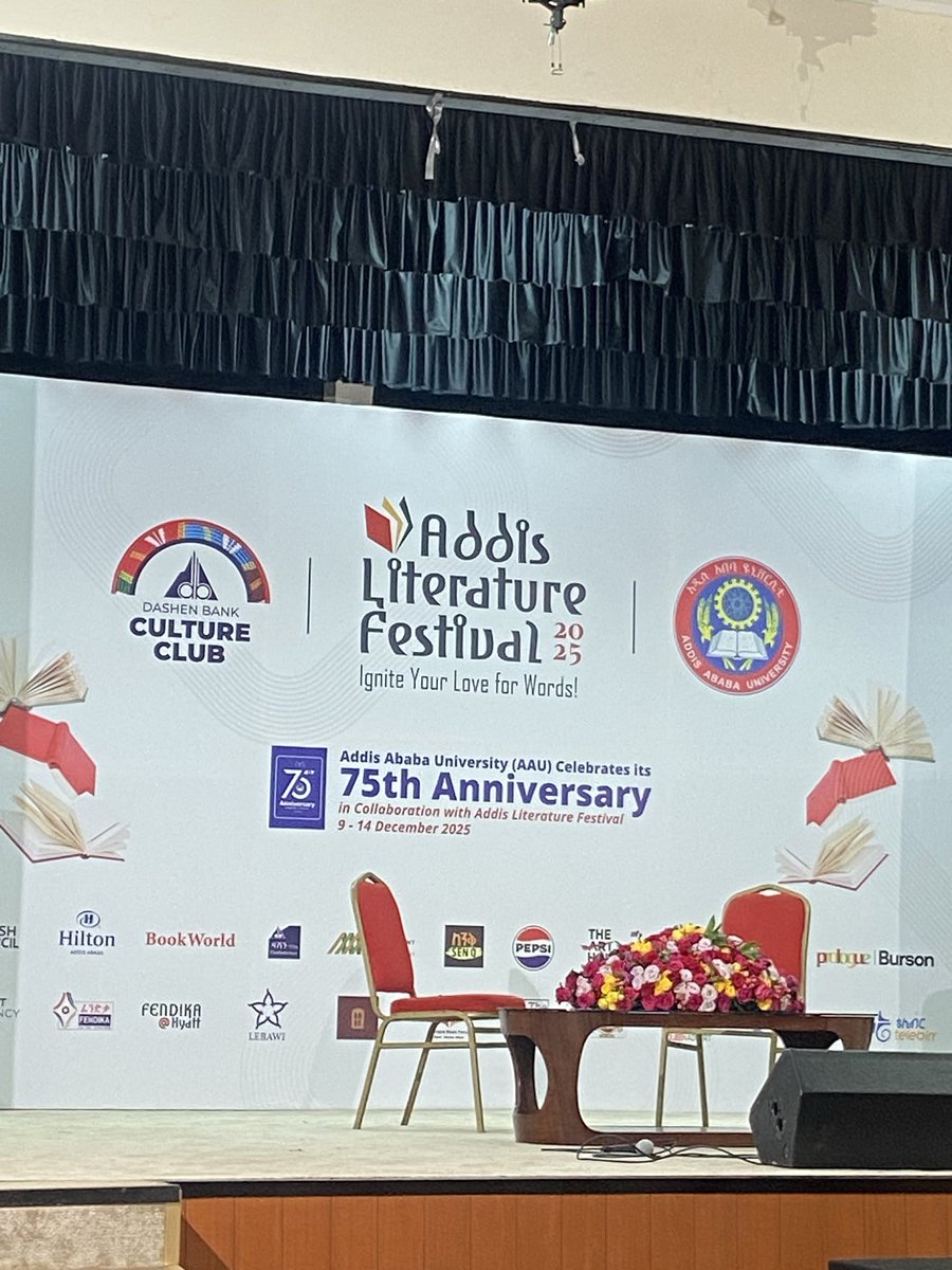 TarikawitPeace's tweet image. I love the little moments before a stage occupied…. 

I can’t believe that despite the long running tradition of publishing and books in #Ethiopia this is the first Literature festival. 
August panel- Poet Lemn Sissay &amp;amp; Pr. Alula Pankhurst. 
#AAU #Stories #Books