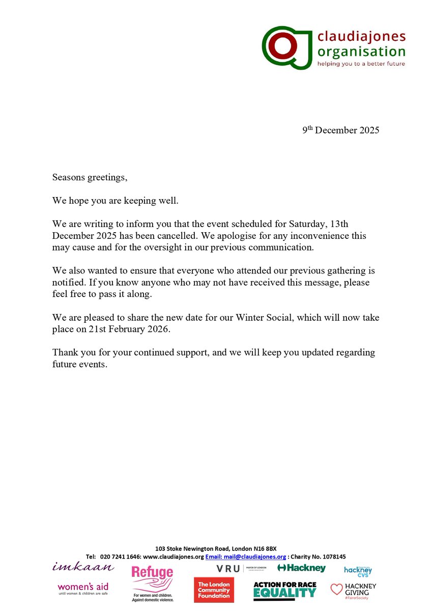 Claudia Jones Organisation tweet media