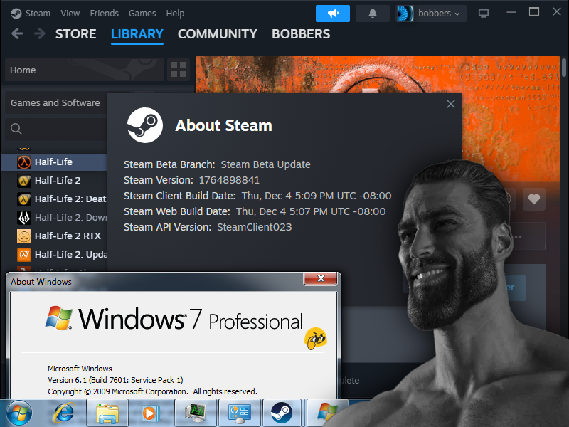 Steam Beta client (December 4th, 2025 build) has been unofficially backported to work on Windows 7 SP1 x64 and Windows 8.x x64, thanks to EAZY BLACK!

⚠️ MUST FULLY UPDATE WINDOWS!

Download for Windows 7: dl.bobpony.com/software/steam…

Download for Windows 8.x: dl.bobpony.com/software/steam…