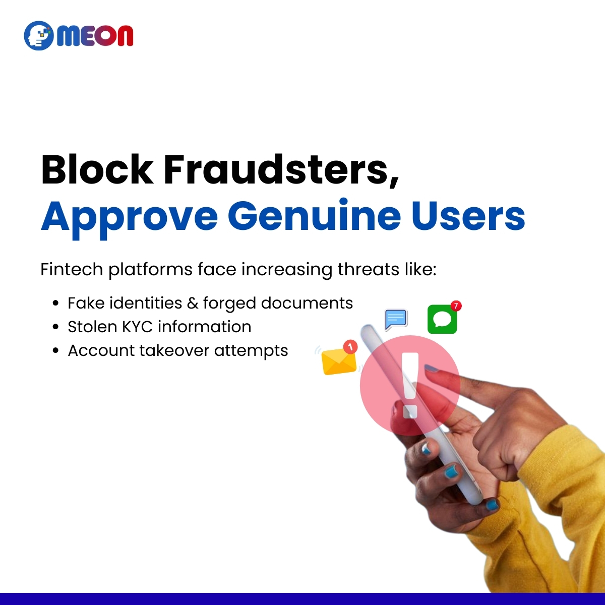 MeonTechnologi2's tweet photo. Fraud is getting smarter — your fintech should be smarter too.
Face Verification is no longer optional in 2025.
With MEON, onboard faster, safer, and with complete confidence.
Know More : https://t.co/eZwU4CMAiH
#meon #faceverification #digitalkyc #FintechSolutions
#secure https://t.co/2fgbsF9Xli