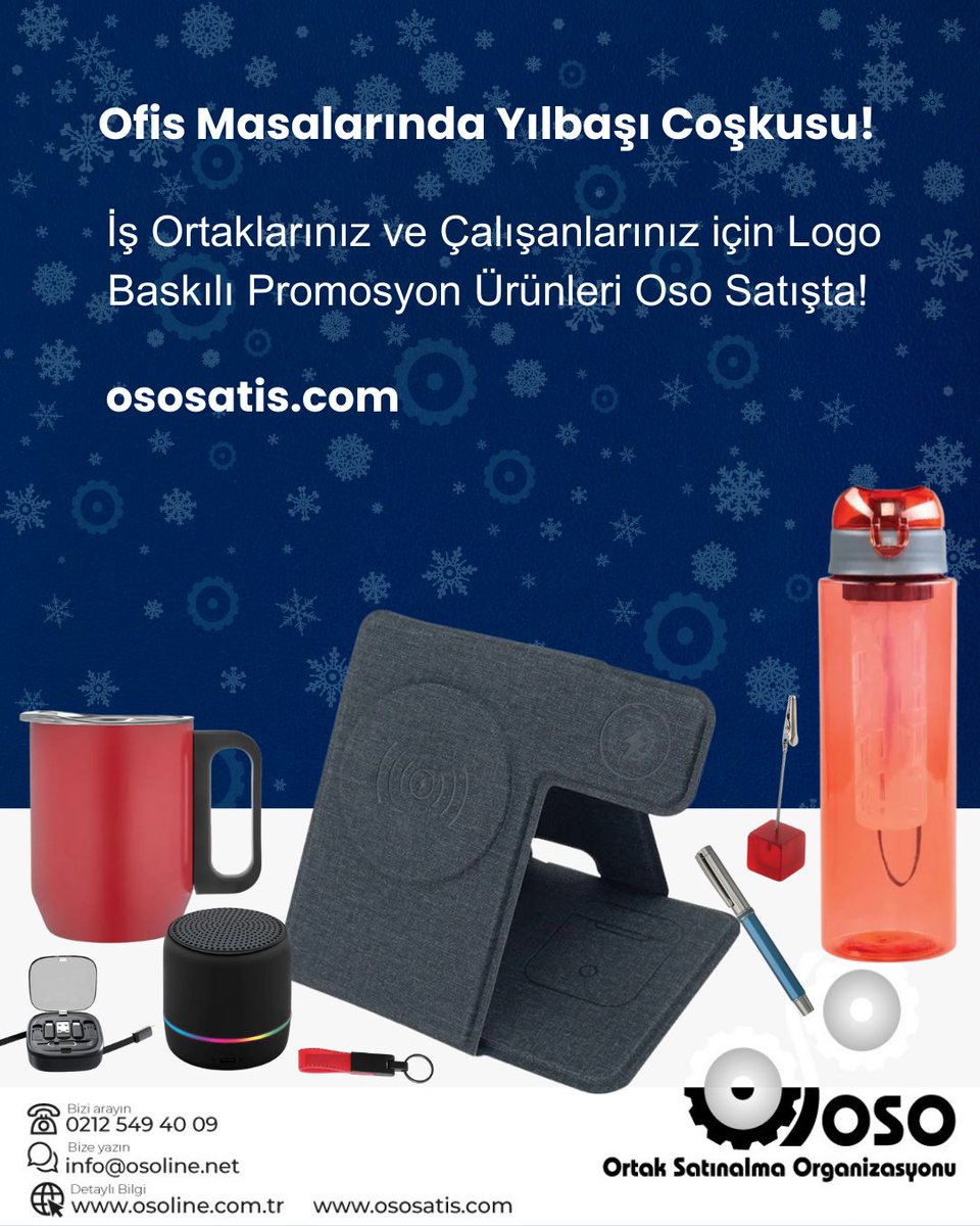 Ofis Masalarında Yılbaşı Coşkusu Başlıyor! 
İş ortaklarınıza ve çalışanlarınıza özel, markanıza değer katan hediyeler hazırlamak ister misiniz? Logo baskılı termoslar, kupalar, teknoloji aksesuarları ve birçok promosyon ürünü OSO Satış’ta! ososatis.com/promosyon