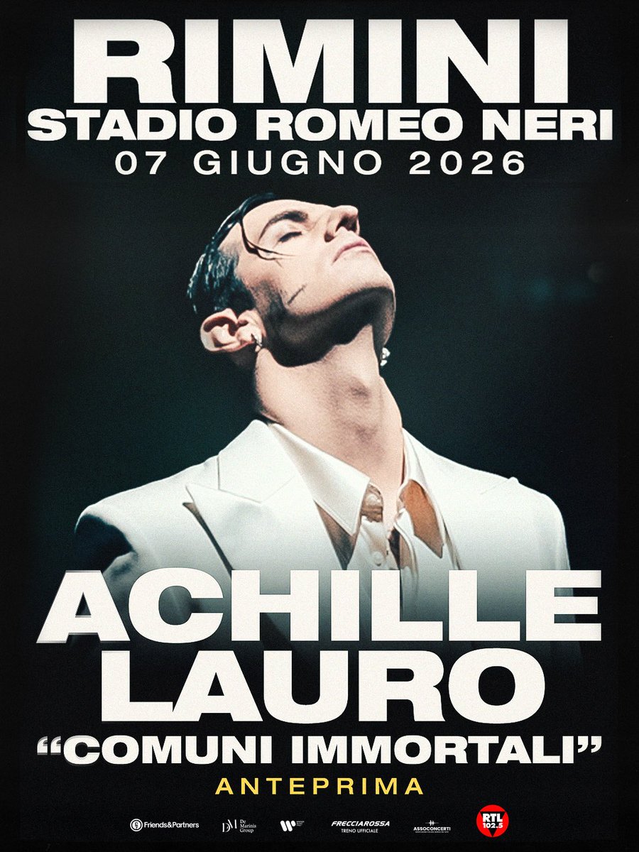 Il 7 GIUGNO 2026 allo STADIO ROMEO NERI di RIMINI PER LA PRIMA VOLTA IL LIVE “COMUNI IMMORTALI” IN ANTEPRIMA 🔥🏟️ 
Biglietti disponibili in Pre-Sale dalle 14 di domani in esclusiva nel mio canale broadcast. 
Biglietti disponibili per tutti da venerdì 12 alle ore 14.
