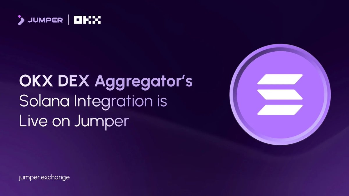 The best place for Solana swaps just got better. Jumper has integrated @okx  DEX Aggregator on Solana, adding more liquidity for your swaps. Make. The.  Jump 💜