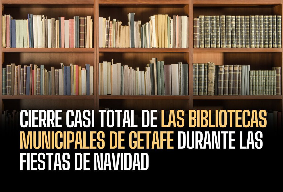 #GETAFE La única excepción será la Biblioteca Ricardo de la Vega, en la zona Centro, que ofrecerá únicamente dos días de apertura al público con un horario especial y reducido getafecentral.com/2025/12/08/cie…