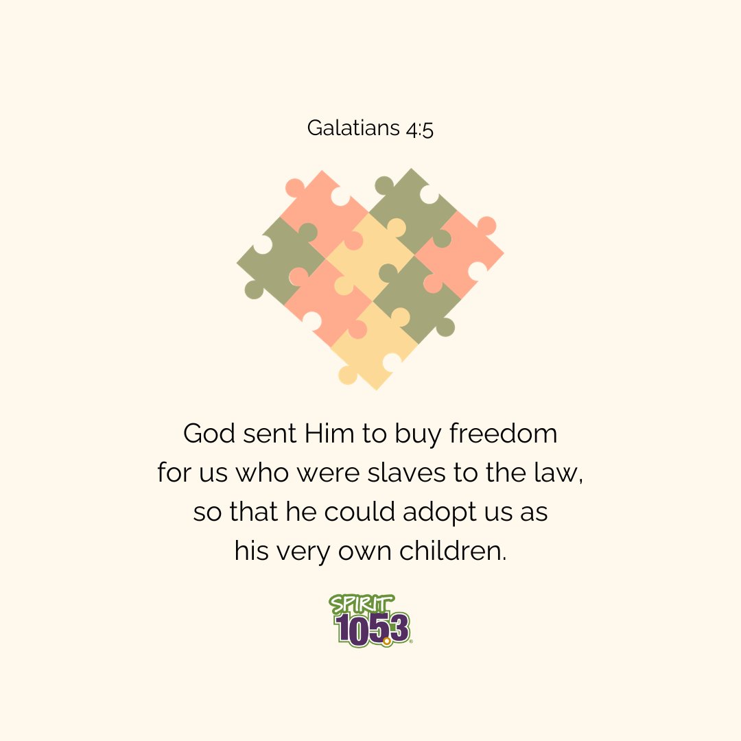 Galatians 4:5 God sent Him to buy freedom for us who were slaves to the law, so that he could adopt us as his very own children.
.
.
#verse #dailyverse #hope #bibleverse #bible