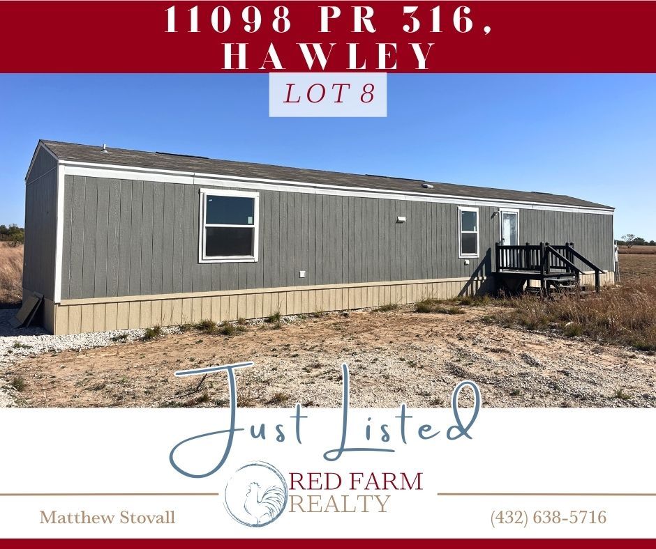 redfarmrealty's tweet image. 🌾 NEW LISTING — Hawley ISD! 3-bed, 2-bath, 902 sq ft single-wide on 1 acre! Septic &amp;amp; water, AC, new oven &amp;amp; fridge. Move-in ready, peaceful rural setting, minutes from the new data center. 💰 $135,000
📞 Matthew Stovall 432‑638‑5716
#RedFarmRealty #RedFarmWay #HawleyISD #MoveIn