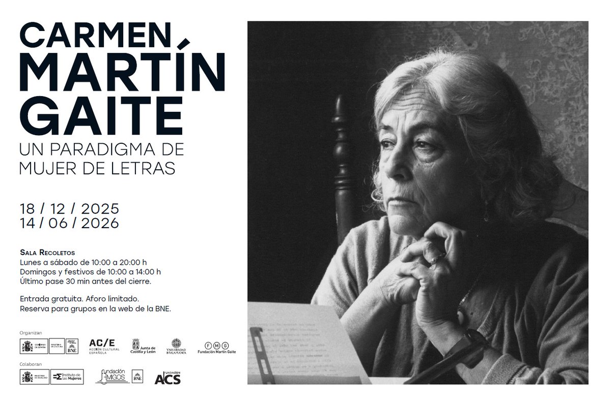 Carmen Martín Gaite nació el 8 de diciembre de 1925. Este año se cumplen 100 años de su nacimiento y 25 de su muerte. Desde la BNE le rendimos homenaje con la exposición "Carmen Martín Gaite. Un paradigma de mujer de letras", a partir del 18 de diciembre.