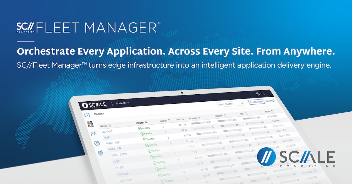 ScaleComputing's tweet image. We&apos;re live from Gartner IOCS booth 222 &amp;amp; excited to share that SC//Fleet Manager edge orchestration software now features powerful ALM—enabling teams to deploy, monitor, optimize &amp;amp; automate edge applications from a single control plane. Learn more here:
scalecomputing.com/press-releases…
