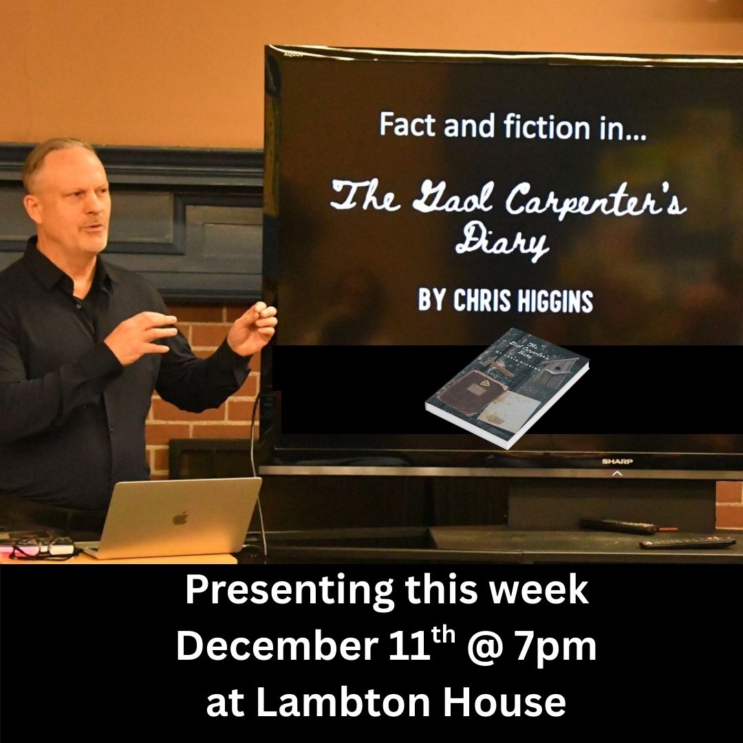 tochrishiggins's tweet image. I'll be speaking to historical fiction readers and fans of true crime from old Toronto @heritageyork this Thursday. Breaking down fact and fiction in the book, "The Gaol Carpenter's Diary." #gaolcarpenter @SpacingStore