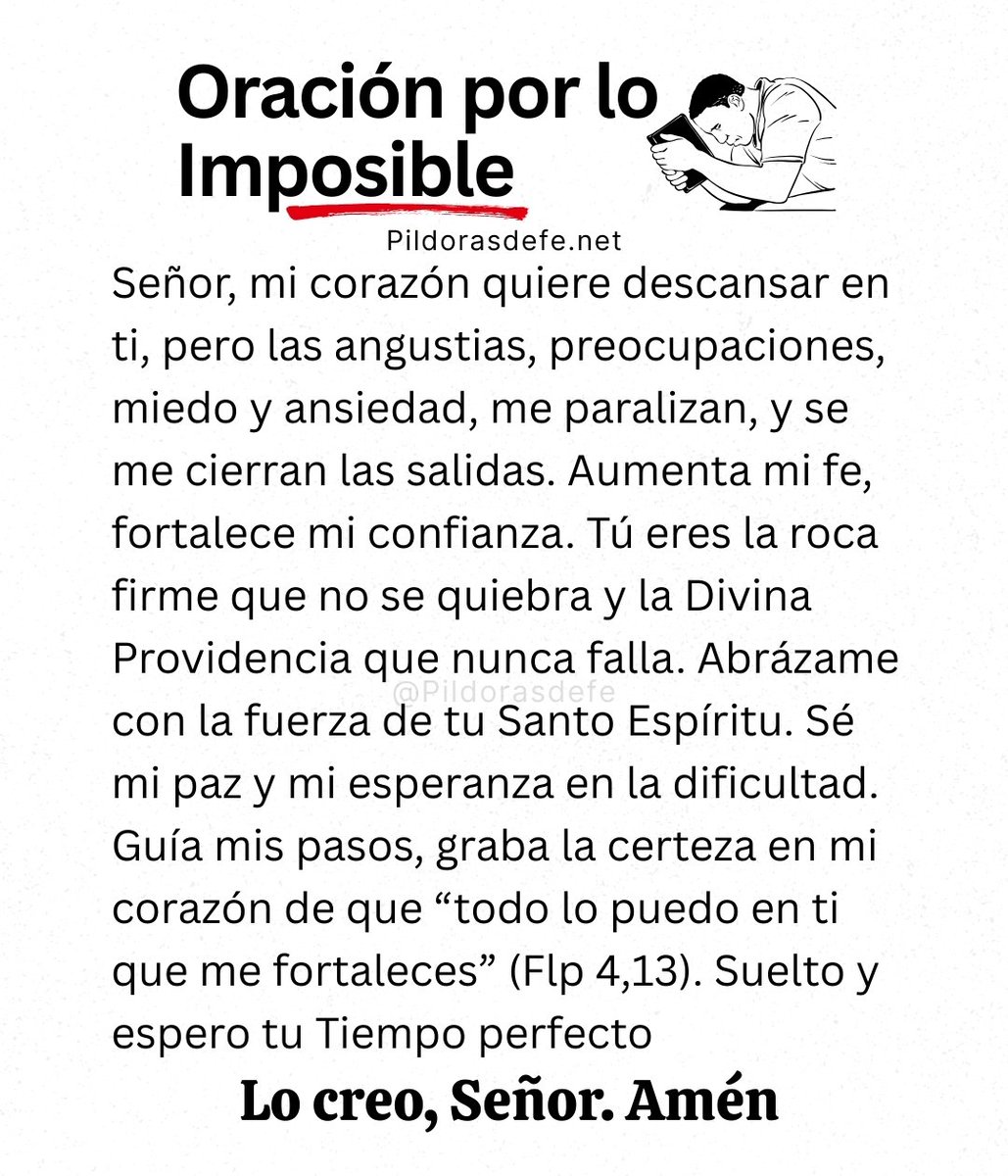 Recuerda, eres hijo de un Dios vivo que está esperando por ti, para ayudarte, guiarte, amarte, pues para Él, nada es imposible.

🙏