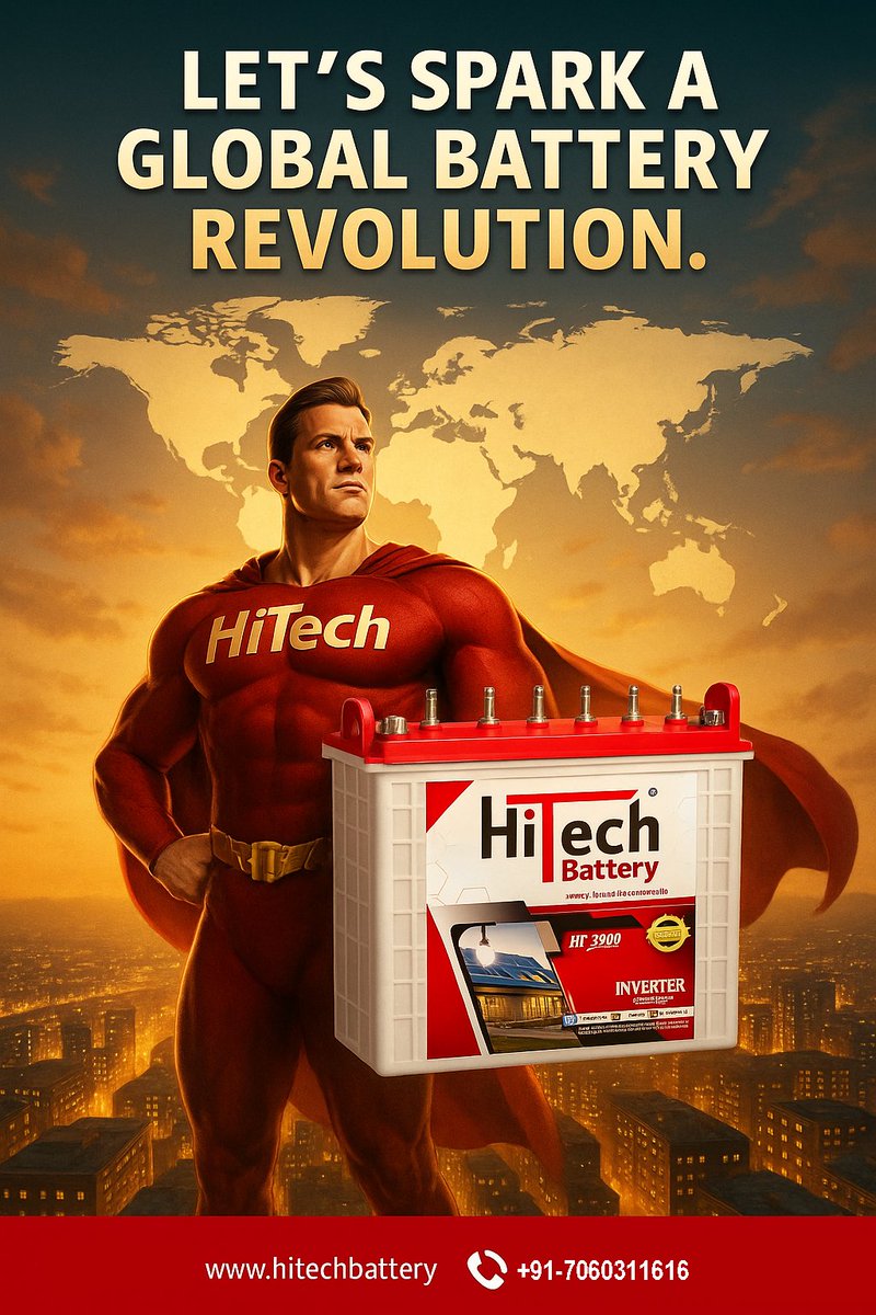 HitechBattery's tweet image. Let’s spark a global battery revolution 🌍🔋
Powering homes &amp;amp; businesses worldwide with trusted performance.

📞 +91 7060311616
🌐 hitechbattery.in

#HiTechBattery #GlobalEnergy #BatteryLife #ExportBrand