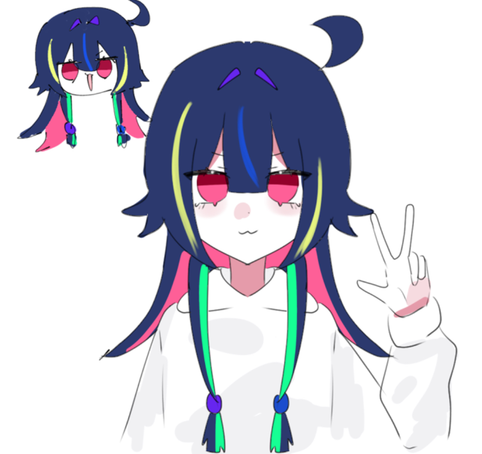 うちのocカンナギちゃんって言うんですけど、めちゃくちゃ可愛いですね。黒髪×蛍光色は最高に可愛い。