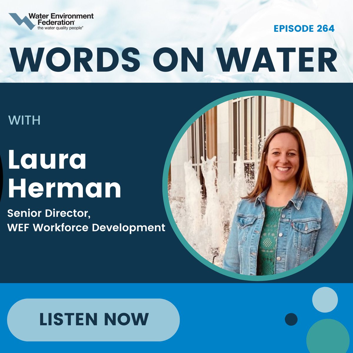 WEForg's tweet photo. Join Laura Herman, WEF Senior Director of Workforce Development, and hear about the upcoming webcast series offered by WEF &amp; Raftelis on #WaterWorkforce development at water utilities (first episode December 10, 1 PM EST!). 

Listen here: https://t.co/SZiMr6755p https://t.co/yNSUh10IvO