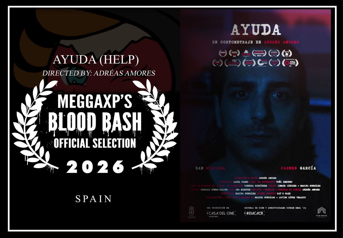 OFFICIAL SELECTION: AYUDA (HELP) — our 1st Spanish film of 2026. A late-night distress call spirals into terror. Dir: Andrés Amores | 5:00
 Tickets: meggaxp.com/tickets

#horror #horrorconvention #filmfestival #horrorfilmfestival #horrorcon #michigan #jacksonmi #meggaxp