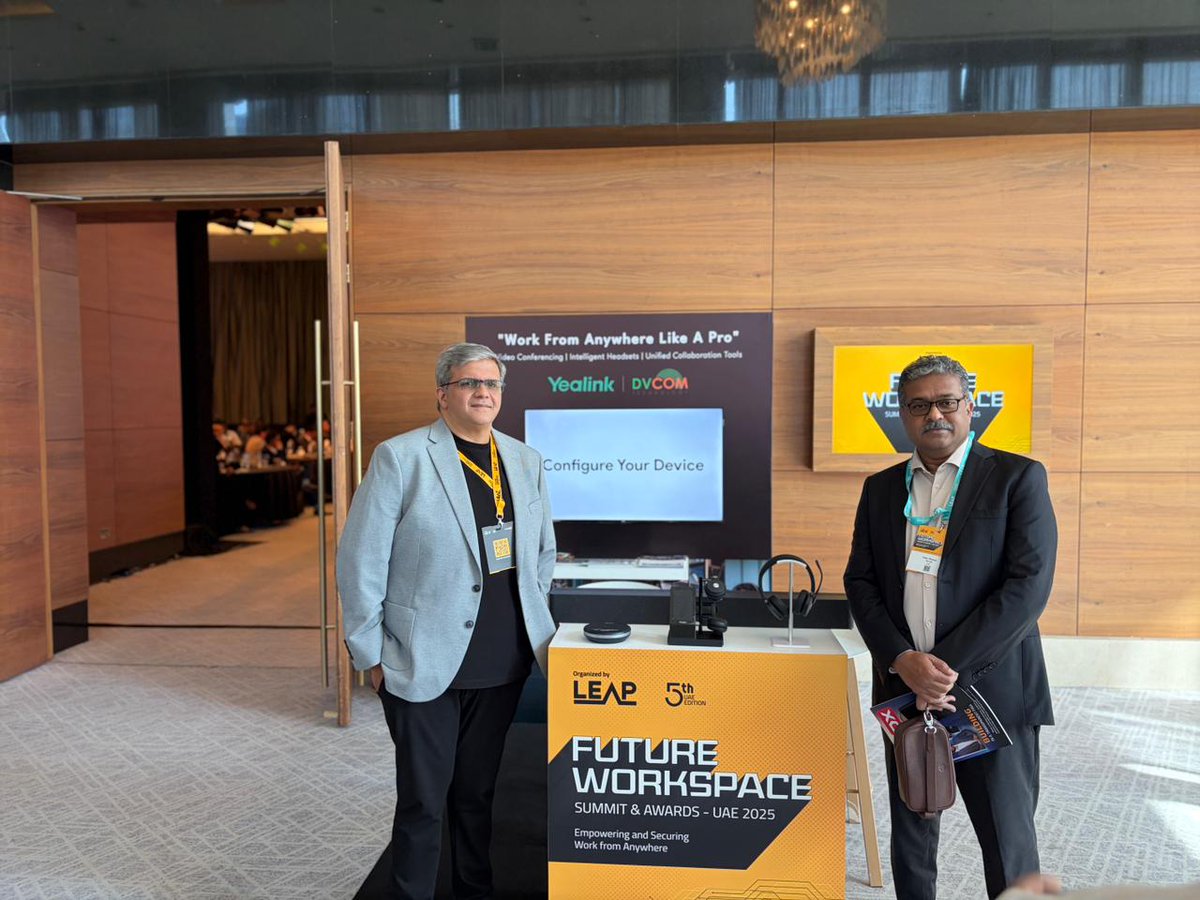 DvcomTechnology's tweet image. DVCOM Technology was proud to be part of the Leap Media Future Workspace Awards!
Showcased how the Sentient Workspace is transforming secure, work-from-anywhere environments.
The future workplace? Connected, secure, intelligent!
#DVCOM #Yealink #FutureOfWork #WorkspaceInnovation