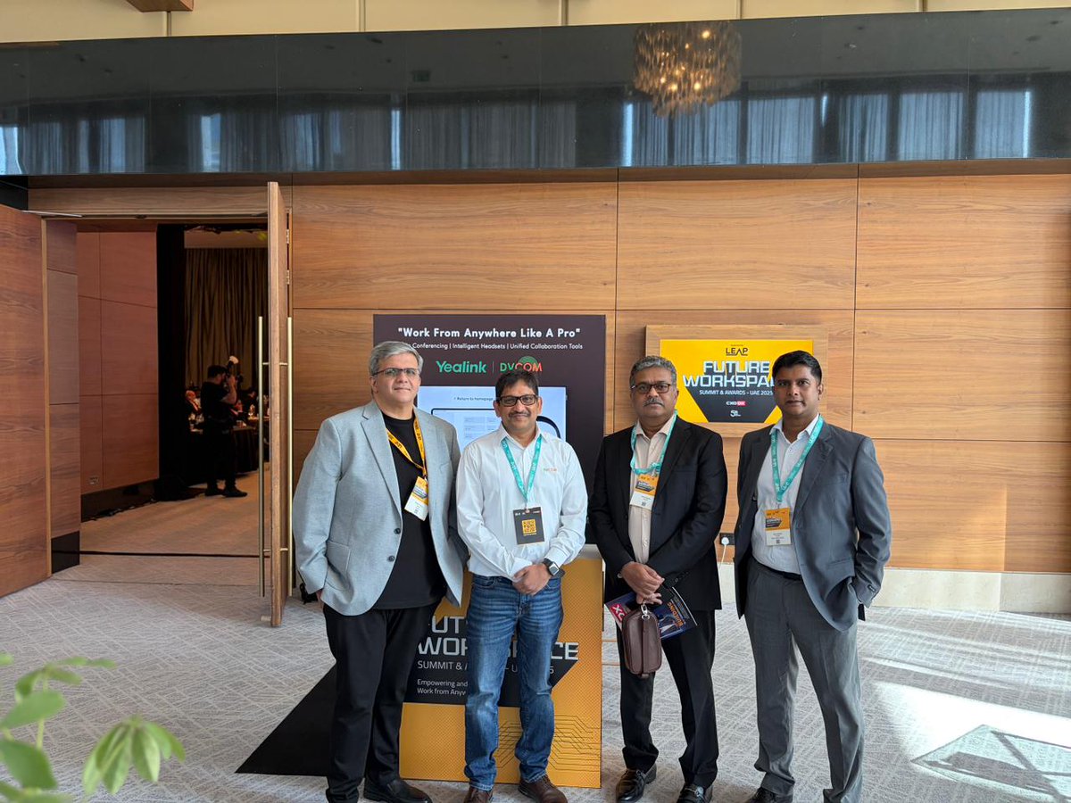 DvcomTechnology's tweet image. DVCOM Technology was proud to be part of the Leap Media Future Workspace Awards!
Showcased how the Sentient Workspace is transforming secure, work-from-anywhere environments.
The future workplace? Connected, secure, intelligent!
#DVCOM #Yealink #FutureOfWork #WorkspaceInnovation