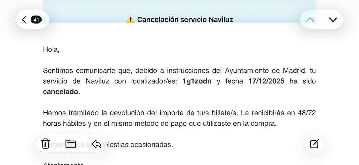 monicamsan's tweet image. @MADRID y esta cancelación a más de una semana de la fecha???? @Alsa_autobuses sin más explicaciones???? Como para comprar otro día y que lo vuelvan a cancelar #naviluz #naviluzcancelado
