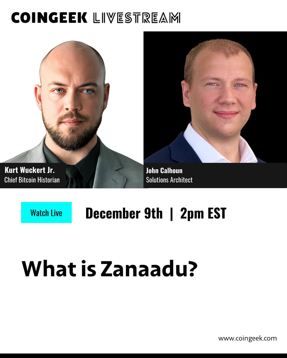 RealCoinGeek's tweet image. Today on the #CGWeeklyLivestream

@kurtwuckertjr is joined by @johncalhooon, Solutions Architect, to break down Zanaadu, a Web3 social media platform focused on ownership, free expression, and next-generation digital communities.

Tune in live at 2PM ET
