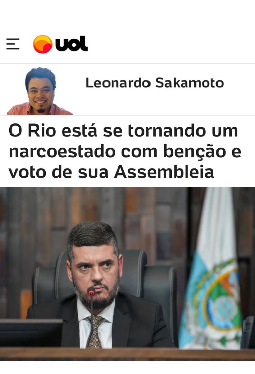 blogdosakamoto's tweet photo. O Rio está se tornando um narcoestado com benção e voto de sua Assembleia… - Veja mais em https://t.co/lo2WKYbQz9 https://t.co/f8ut8dIbN6