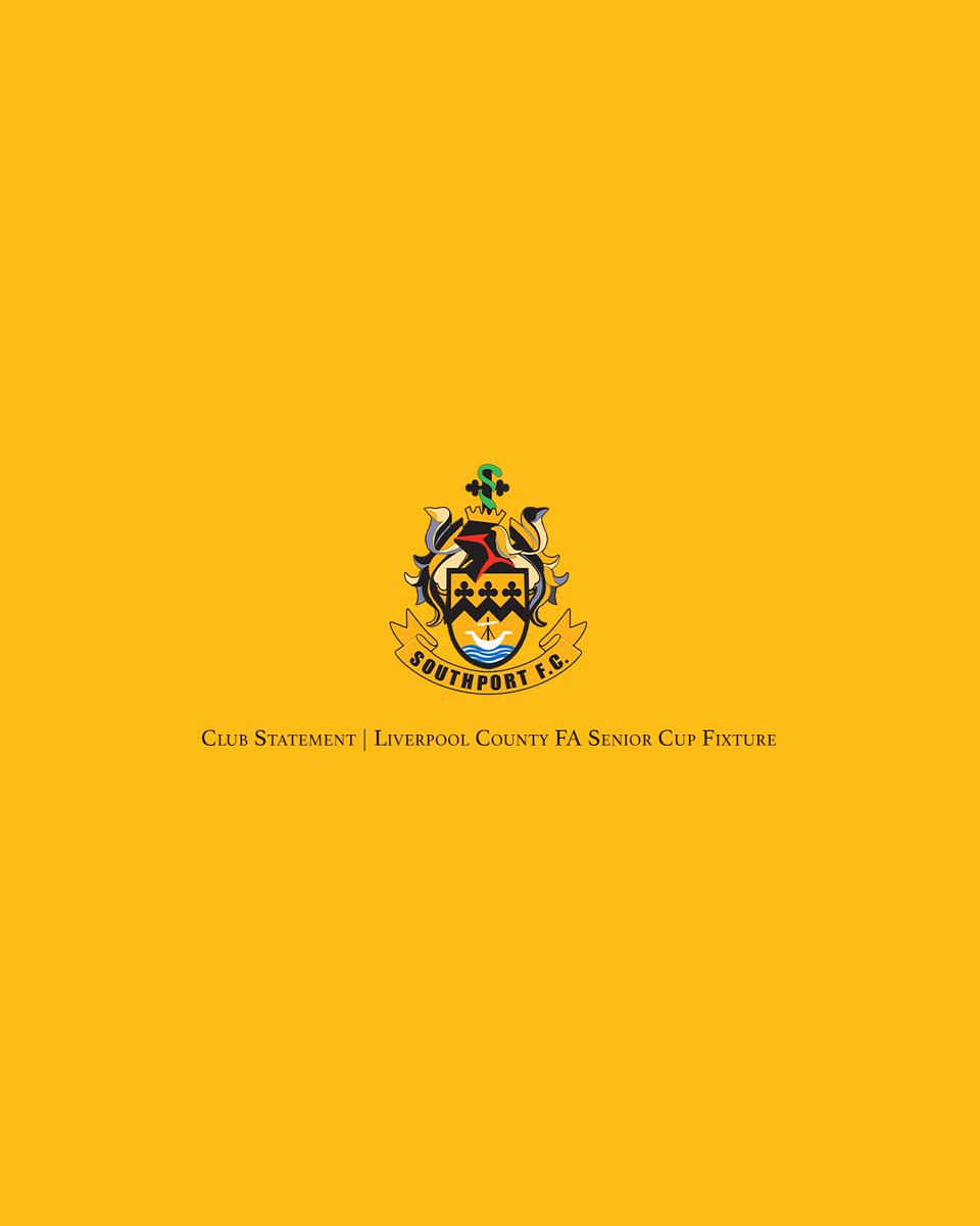 We would like to update supporters following Liverpool County FA’s review of our Senior Cup fixture.

The County FA have concluded their review and have ruled in Southport FC’s favour. We thank Liverpool County FA for their time and for giving the matter due consideration.

City