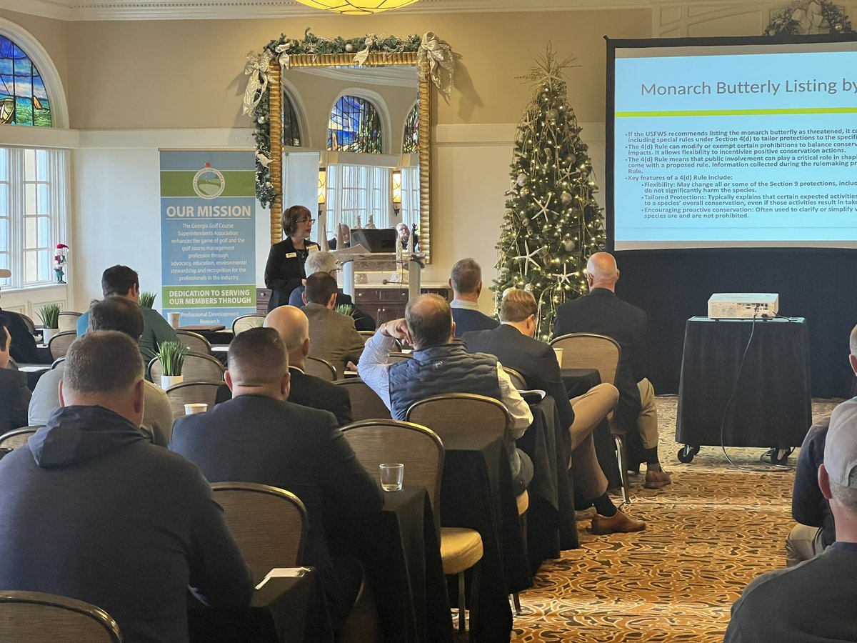GCSAA_SouthAtl's tweet image. This morning’s @GeorgiaGCSA Annual Meeting is underway with @GCSAA Chava McKeel discussing efforts in the realm of Government Affairs and how we are working with members to keep tools in their toolbox. #BMPs are #VeryImportant in the process!!