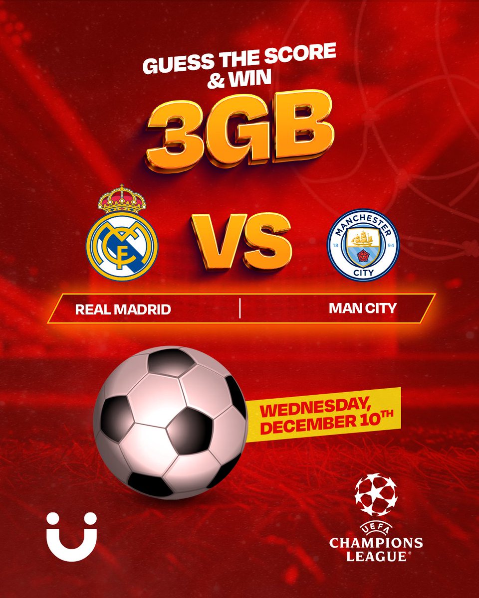 📷 Predict the right score and win 3GB FREE Data!
📷 3 winners will be selected!
Only comments made before kickoff will be considered.
Winners will be contacted via DM.

#ComiumGuessAndWin #BetterTogether #ComiumGambia #FootballFans